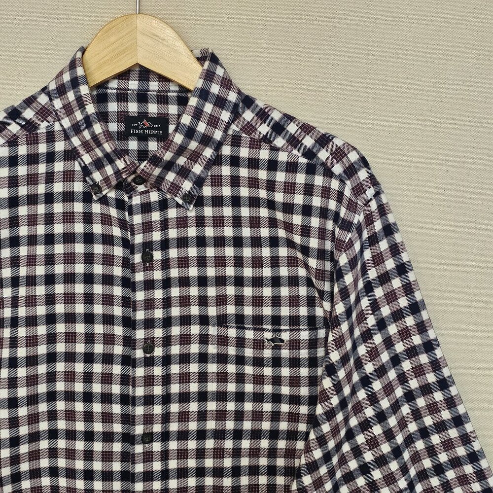 Fish Hippie Flannel Button Down L